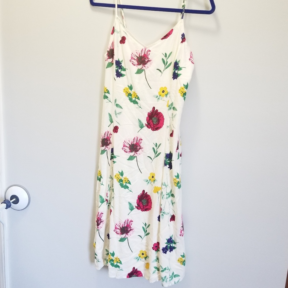 White Floral Midi Dress - Fully Lined - Picture 2 of 6
